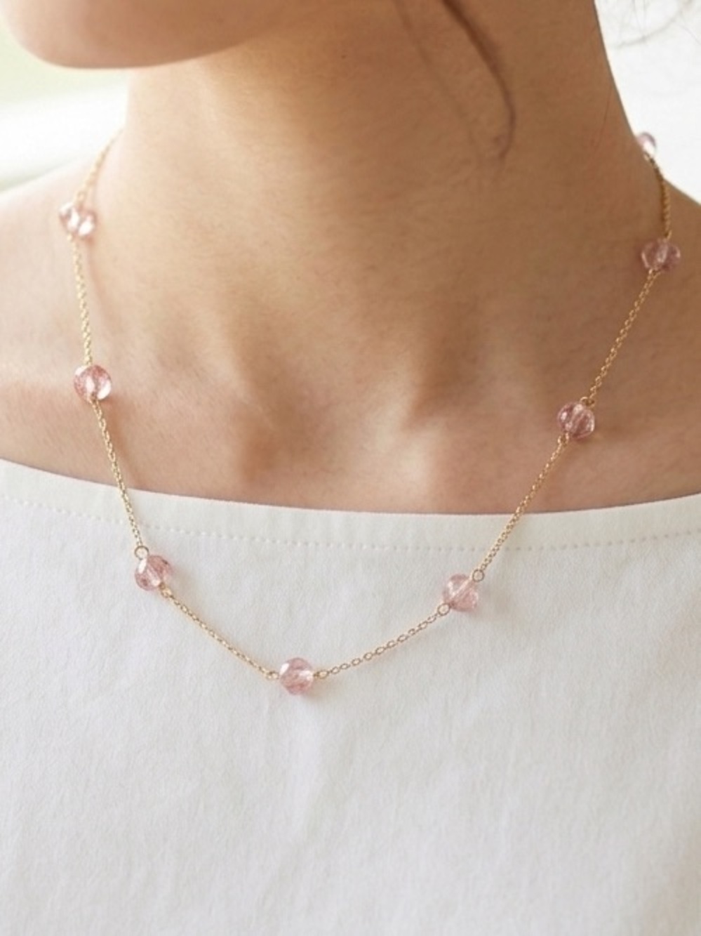 Ralph Lauren Gold Tone Faceted Bead Station Necklace